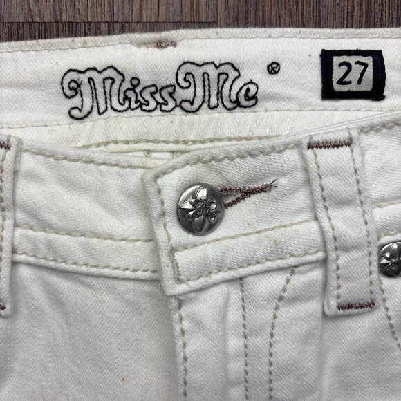 Miss Me Cuffed Skinny Jeans Embellished White Women’s Size 27 - Picture 5 of 13